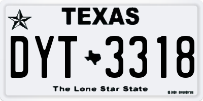 TX license plate DYT3318