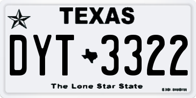 TX license plate DYT3322