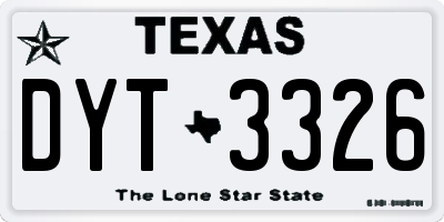 TX license plate DYT3326