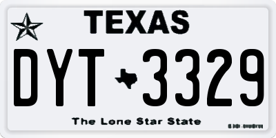 TX license plate DYT3329