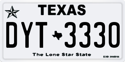 TX license plate DYT3330
