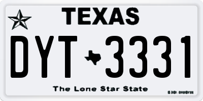 TX license plate DYT3331