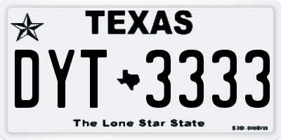 TX license plate DYT3333