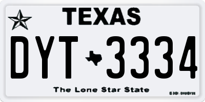 TX license plate DYT3334