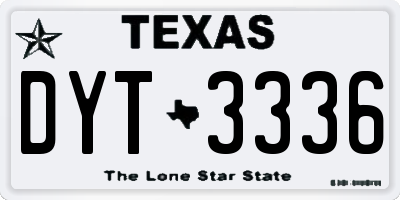 TX license plate DYT3336