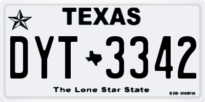 TX license plate DYT3342