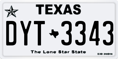 TX license plate DYT3343