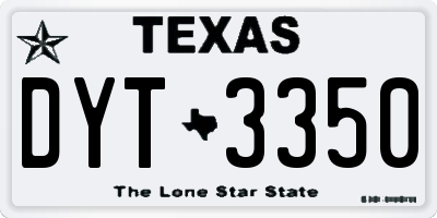 TX license plate DYT3350