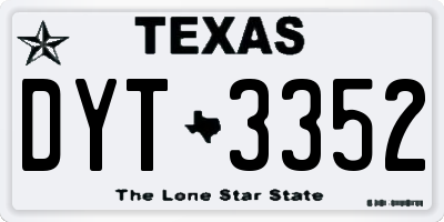 TX license plate DYT3352