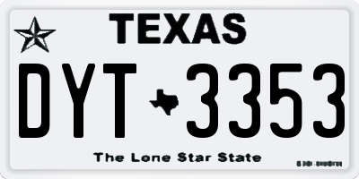 TX license plate DYT3353