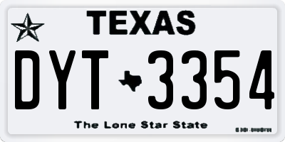 TX license plate DYT3354
