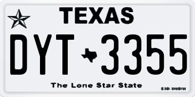 TX license plate DYT3355