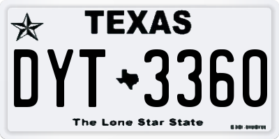 TX license plate DYT3360