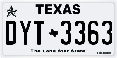 TX license plate DYT3363