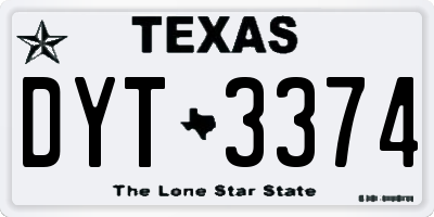 TX license plate DYT3374