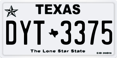 TX license plate DYT3375