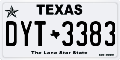 TX license plate DYT3383