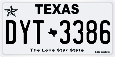 TX license plate DYT3386