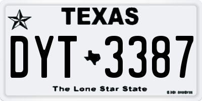 TX license plate DYT3387