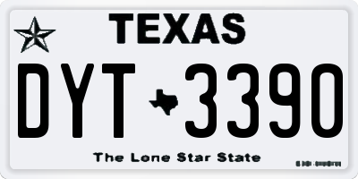TX license plate DYT3390
