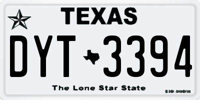 TX license plate DYT3394