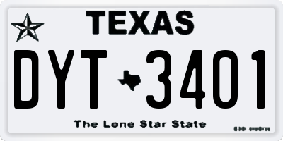 TX license plate DYT3401