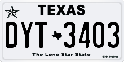 TX license plate DYT3403