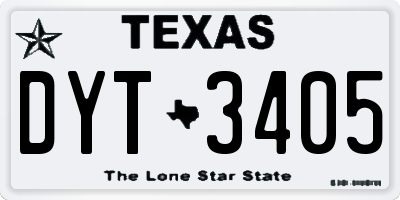 TX license plate DYT3405