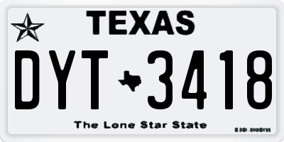TX license plate DYT3418