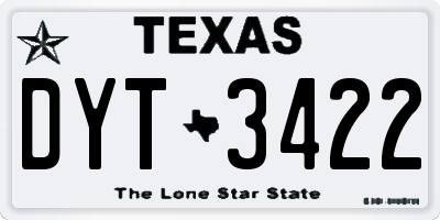 TX license plate DYT3422