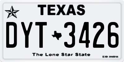 TX license plate DYT3426