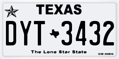 TX license plate DYT3432