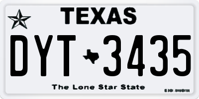 TX license plate DYT3435