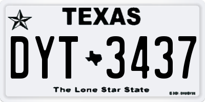 TX license plate DYT3437