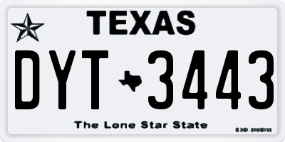 TX license plate DYT3443