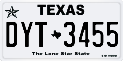 TX license plate DYT3455