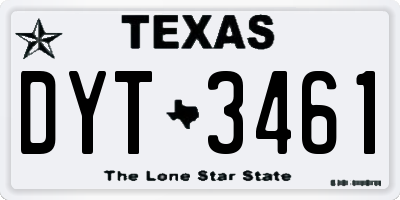 TX license plate DYT3461
