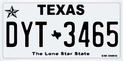 TX license plate DYT3465