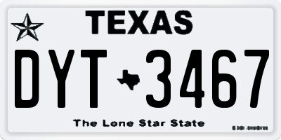 TX license plate DYT3467