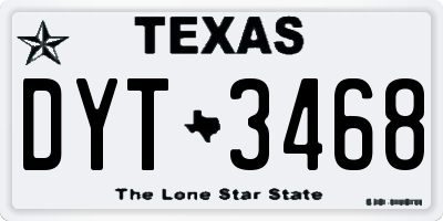 TX license plate DYT3468
