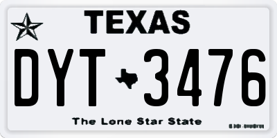 TX license plate DYT3476