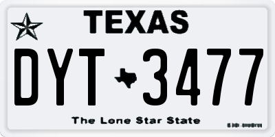 TX license plate DYT3477
