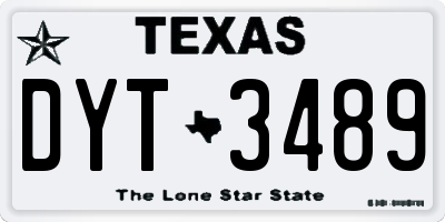 TX license plate DYT3489