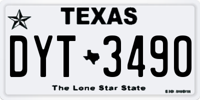 TX license plate DYT3490
