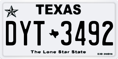 TX license plate DYT3492
