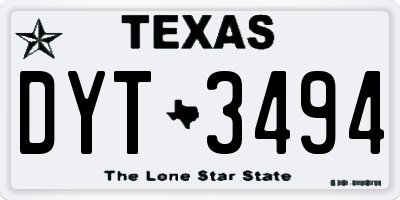 TX license plate DYT3494