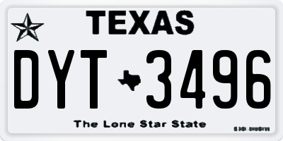 TX license plate DYT3496