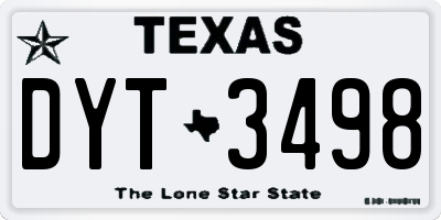 TX license plate DYT3498