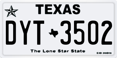 TX license plate DYT3502