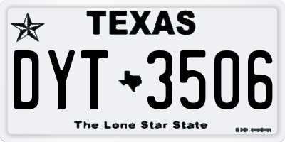 TX license plate DYT3506